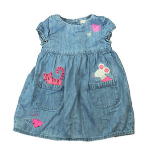 Bluezoo Girls Blue | Pink Cats | Mouse Dress size: 12-18 Months